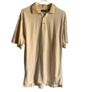 IZOD Light Yellow Cotton Polo Shirt Mens Large